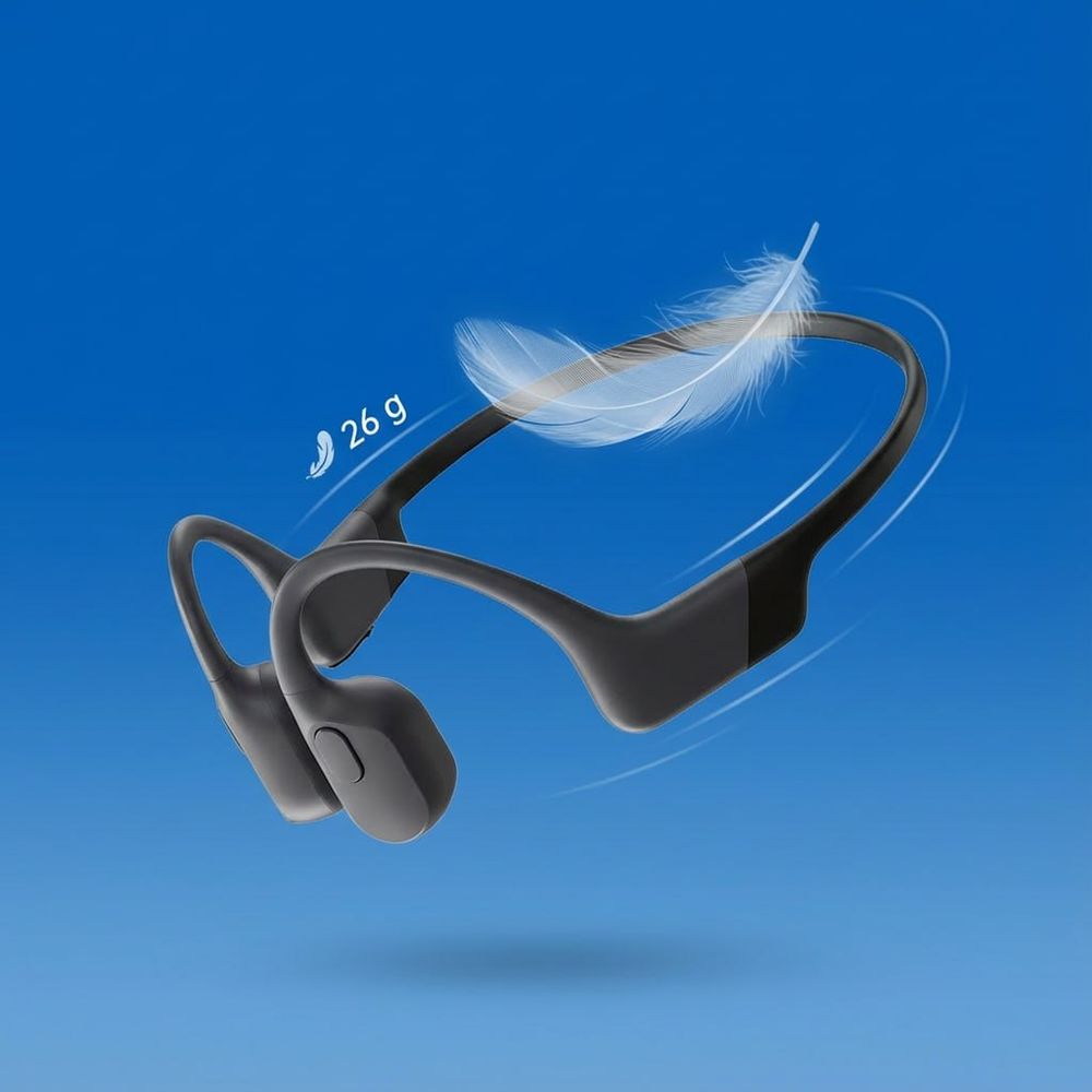 Lightweight YUNPSO bone conduction earphones with feather showing comfort
