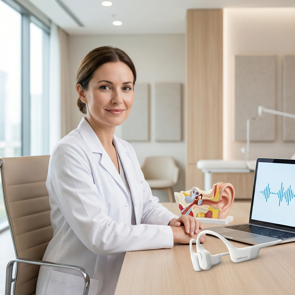 Audiologist recommending YUNPSO hearing assist earphones